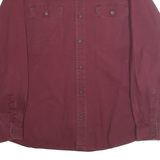 WRANGLER Mens Maroon Cotton Blend Shirt L Button Pockets Casual Workwear