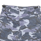 Mens Grey Camouflage Cargo Shorts 2XL W40 Cotton Blend Casual Utility