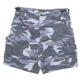 Mens Grey Camouflage Cargo Shorts 2XL W40 Cotton Blend Casual Utility