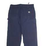 CARHARTT Mens Cotton Blend Navy Regular Straight Trousers W36 L32 Workwear Zip