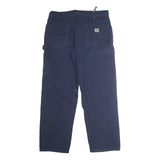 CARHARTT Mens Cotton Blend Navy Regular Straight Trousers W36 L32 Workwear Zip