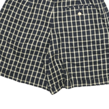 LIZSPORT Womens Shorts Blue & Cream Check UK 4 W24 Casual Polyester Blend