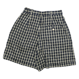LIZSPORT Womens Shorts Blue & Cream Check UK 4 W24 Casual Polyester Blend