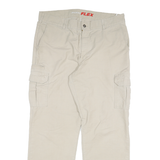 DICKIES Mens Regular Fit Beige Cargo Trousers W38 L34 Cotton Blend Zip Pockets