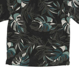 CENTRO Mens Black & Grey Tropical Print Shirt L Polyester Casual Summer