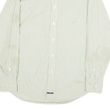 NAUTICA Mens Green & White Striped Cotton Shirt M Long Sleeve Casual