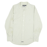 NAUTICA Mens Green & White Striped Cotton Shirt M Long Sleeve Casual