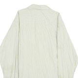 NAUTICA Mens Green & White Striped Cotton Shirt M Long Sleeve Casual