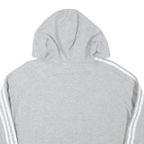 ADIDAS Womens Grey Cotton Blend Cropped Hoodie UK 8 Classic Three Stripes
