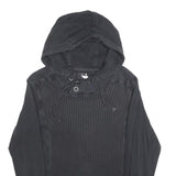FABRIC OF LIFE Mens Black Cotton Blend Pullover Hoodie S Ribbed Panel