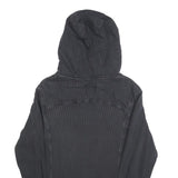 FABRIC OF LIFE Mens Black Cotton Blend Pullover Hoodie S Ribbed Panel