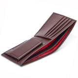 Coin Wallet in Chestnut Brown with Red