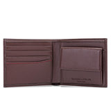 Coin Wallet in Chestnut Brown with Red