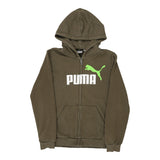 Age 11-12 Puma Spellout Hoodie - Medium Khaki Cotton