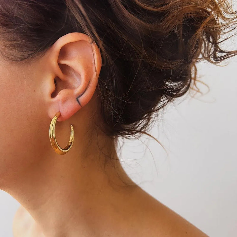 Crescent Hoop Earrings in Gold, Large - Astor & Orion Ethically Made Jewelry