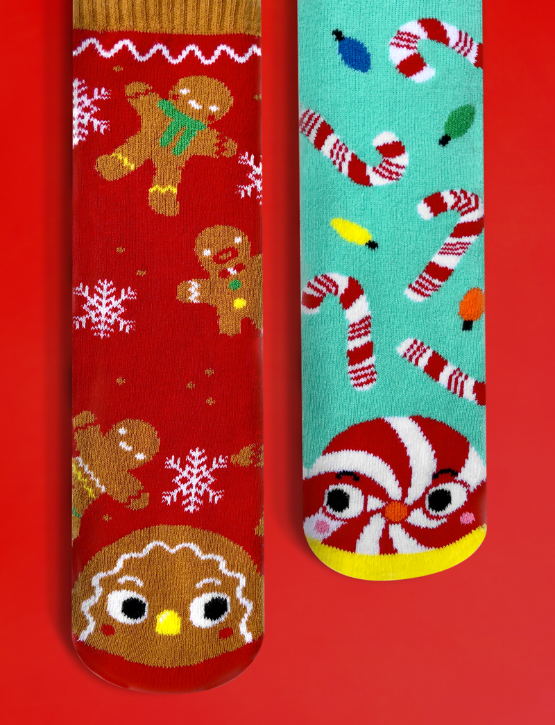 BABY GINGERBREAD & CANDY CANE CHRISTMAS NO SLIP SOCKS