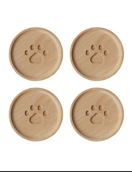 Anygleam Natural Wood 4pcs Wooden Cup Coaster Kitchen Tools Accessories