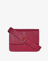 hyer goods recycled leather crossbody satchel bag cherry red lizard #color_cherry-red-lizard