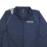 ADIDAS Mens Navy Blue Industrial Packaging Logo Zip Up Jacket L Polyester Blend