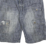 SOUTHERN Mens Denim Cargo Shorts Blue M W32 Cotton Blend Casual Pockets Button