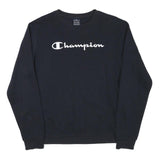 CHAMPION Boys Black Cotton Blend Crew Neck 2XL Logo Print Sweatshirt
