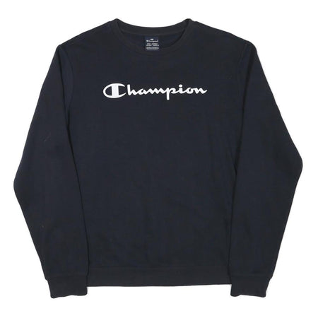 CHAMPION Boys Black Cotton Blend Crew Neck 2XL Logo Print Sweatshirt