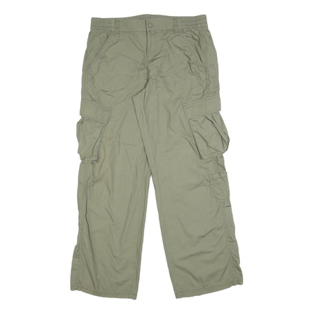 H&M Womens Relaxed Khaki Cargo Trousers W34 L32 Zip Pocket Casual Cotton Blend