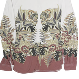 JUSTCAVALLI Mens White & Brown Floral Print Shirt M Stylish Designer Casual Wear