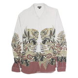 JUSTCAVALLI Mens White & Brown Floral Print Shirt M Stylish Designer Casual Wear