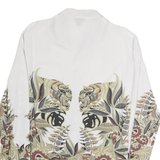 JUSTCAVALLI Mens White & Brown Floral Print Shirt M Stylish Designer Casual Wear