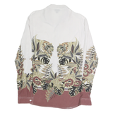 JUSTCAVALLI Mens White & Brown Floral Print Shirt M Stylish Designer Casual Wear