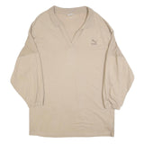 PUMA Womens Beige Cotton Blend Sweatshirt Collared XL Logo Casual Oversized