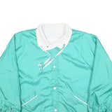 Womens Blue & White Nylon Button Jacket L Plain Lightweight Casual