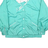 Womens Blue & White Nylon Button Jacket L Plain Lightweight Casual