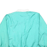 Womens Blue & White Nylon Button Jacket L Plain Lightweight Casual