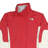 THE NORTH FACE Womens Red & White Outdoor Jacket S Polyester Waterproof Zip