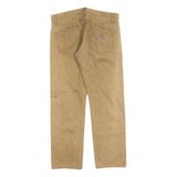 CARHARTT Mens Beige Regular Fit Straight Denim Jeans W34 L30 Cotton Blend Zip
