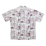 HAWAII Mens White & Grey Hawaiian Shirt L Patterned Short Sleeve Summer