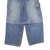 NEVADA Mens Regular Fit Blue Denim Cargo Capris W34 L25 Casual Cotton Zip Jeans