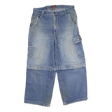 NEVADA Mens Regular Fit Blue Denim Cargo Capris W34 L25 Casual Cotton Zip Jeans