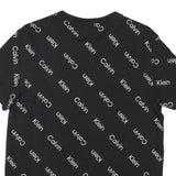 CALVIN KLEIN Mens Black Crew Neck Short Sleeve T-Shirt S All Over Logo Print