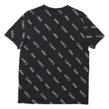 CALVIN KLEIN Mens Black Crew Neck Short Sleeve T-Shirt S All Over Logo Print