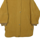 Womens Yellow Wool Blend Button Jacket L Classic Plain Warm Casual Outerwear