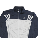 ADIDAS Mens Navy & White Track Jacket L Polyester Blend Zip Collar Casual