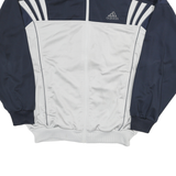 ADIDAS Mens Navy & White Track Jacket L Polyester Blend Zip Collar Casual