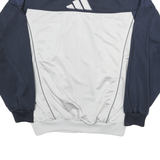 ADIDAS Mens Navy & White Track Jacket L Polyester Blend Zip Collar Casual