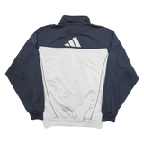 ADIDAS Mens Navy & White Track Jacket L Polyester Blend Zip Collar Casual