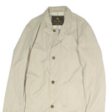 LORD TIANI Mens Beige Cotton Blend Classic Coat L Button Plain Lightweight