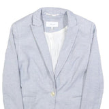 REISS Womens Blue Linen Blend Blazer Jacket UK 8 Single Button Tailored