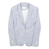 REISS Womens Blue Linen Blend Blazer Jacket UK 8 Single Button Tailored